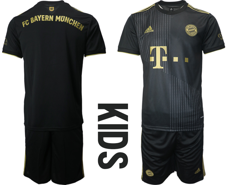 Youth 2021-2022 Club Bayern Munich away black blank Soccer Jersey